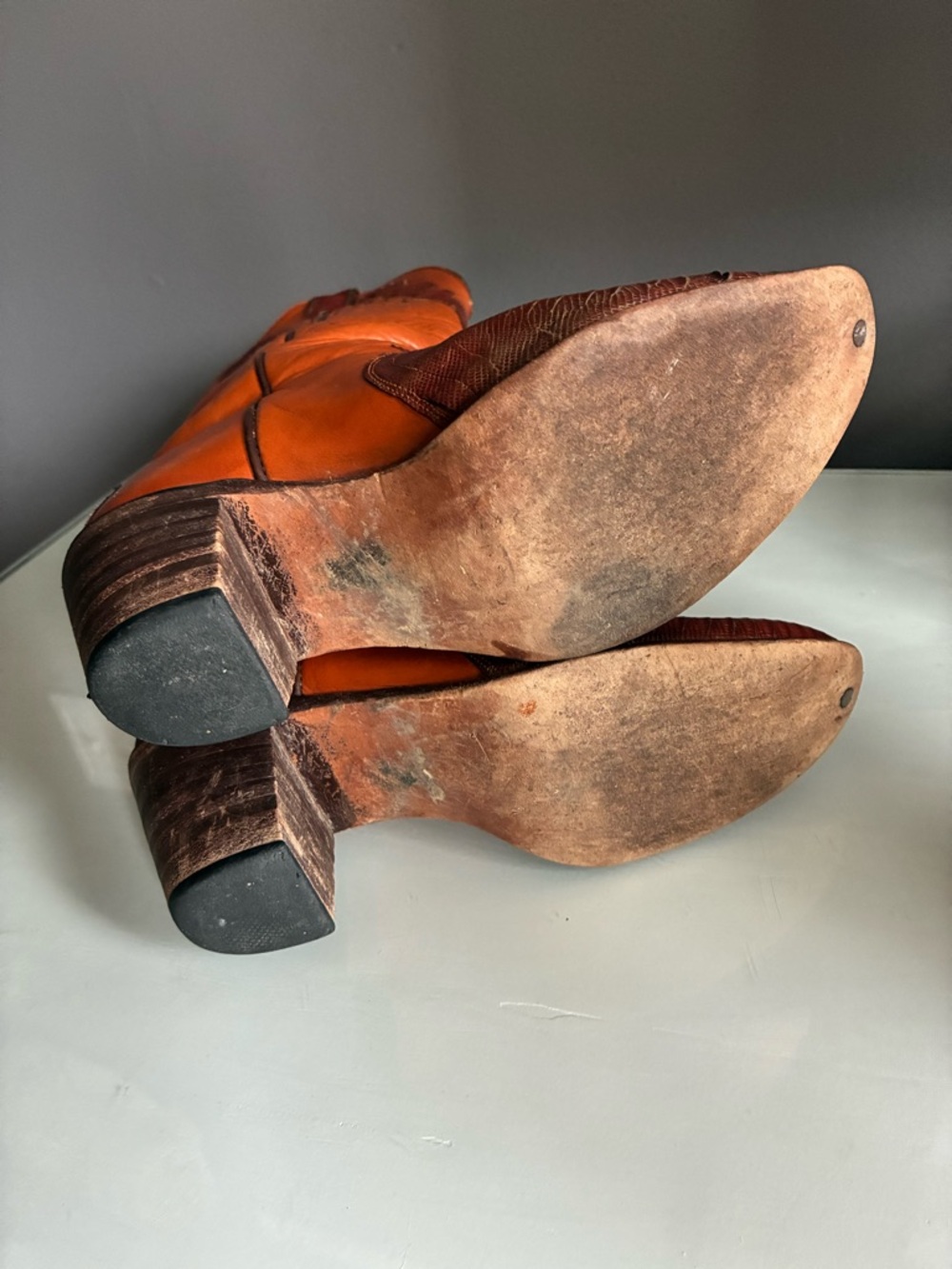 Vintage Justin Ostrich & Leather Cowboy Western Boots Size 6 - Picture 5 of 11